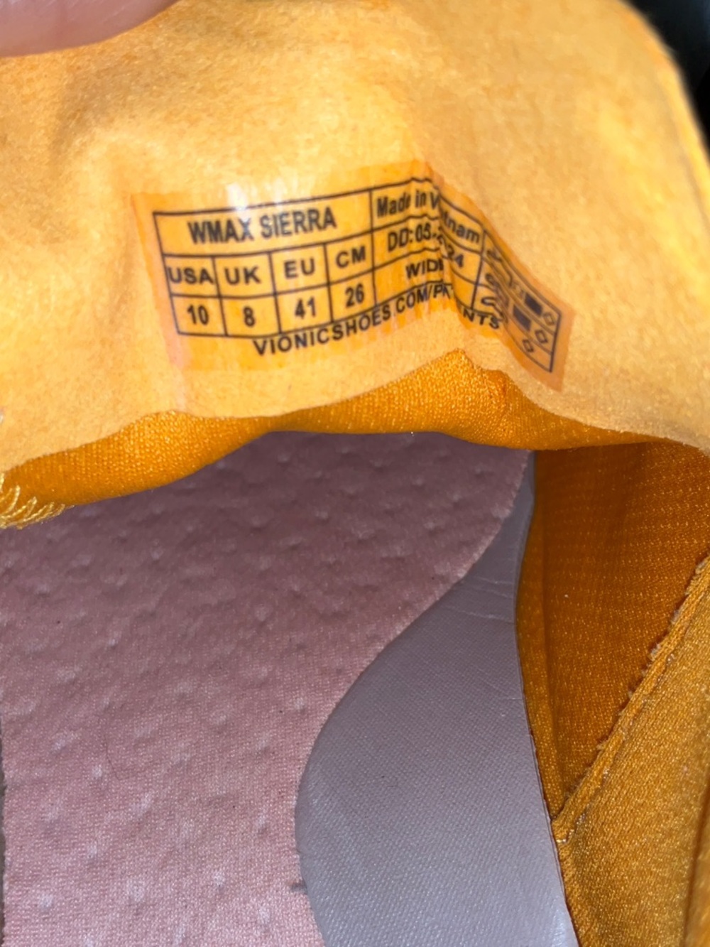 Vionic Women's Cream Sneaker with Yellow Trim - Picture 10 of 10